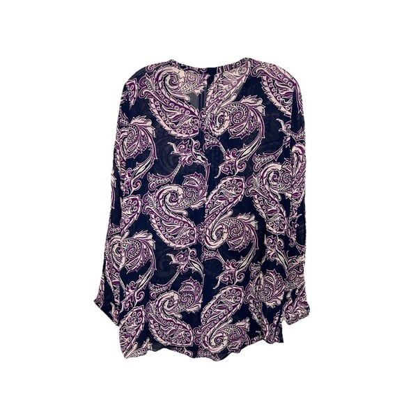 Lucky Brand Tops - Lucky Brand Navy Paisley‎ Semi Sheer Boho Peasant Tunic Top Shirt Women Size XL